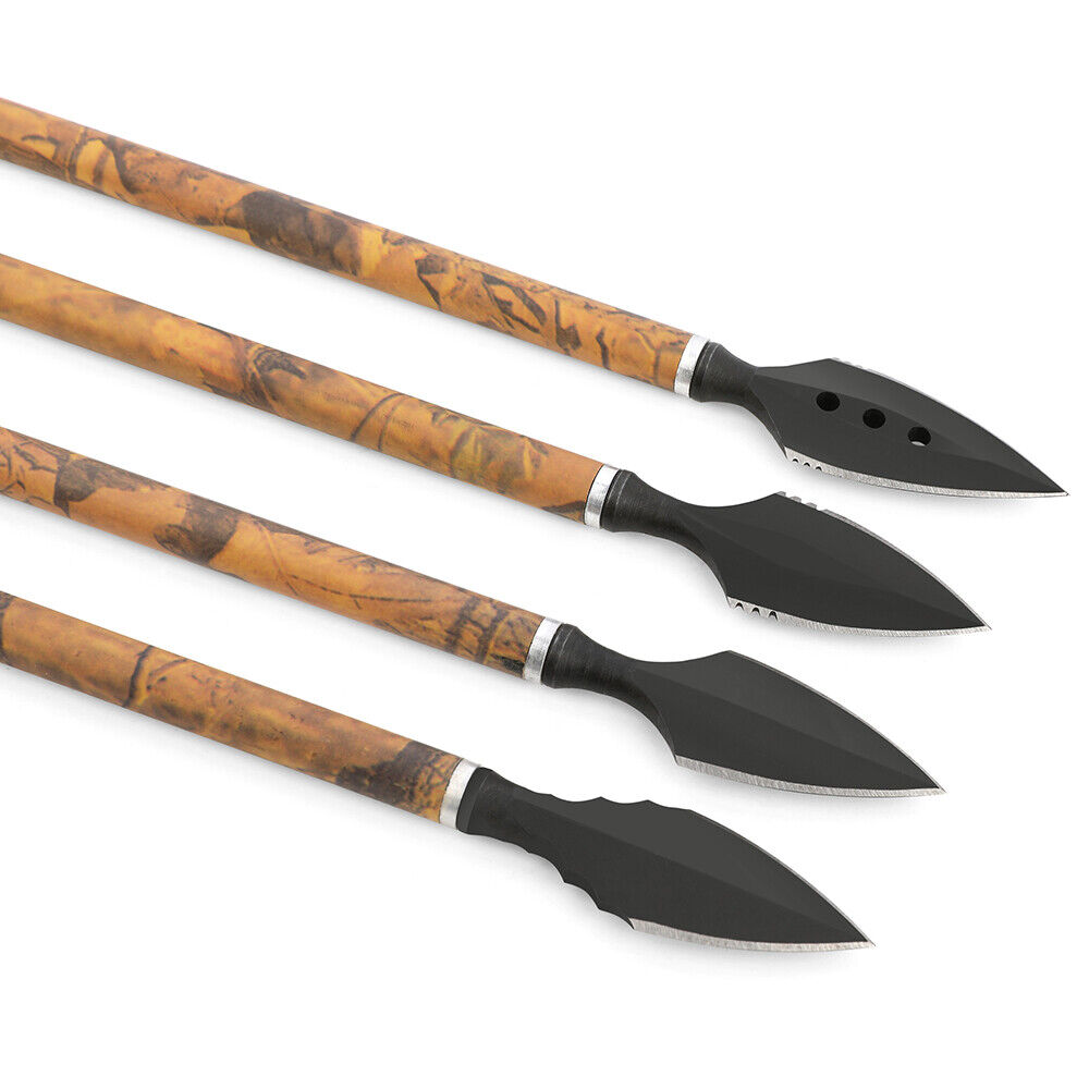 6 Archery Retro Arrowheads Traditional Broadheads Screw Tips Bow Hunting Shoot